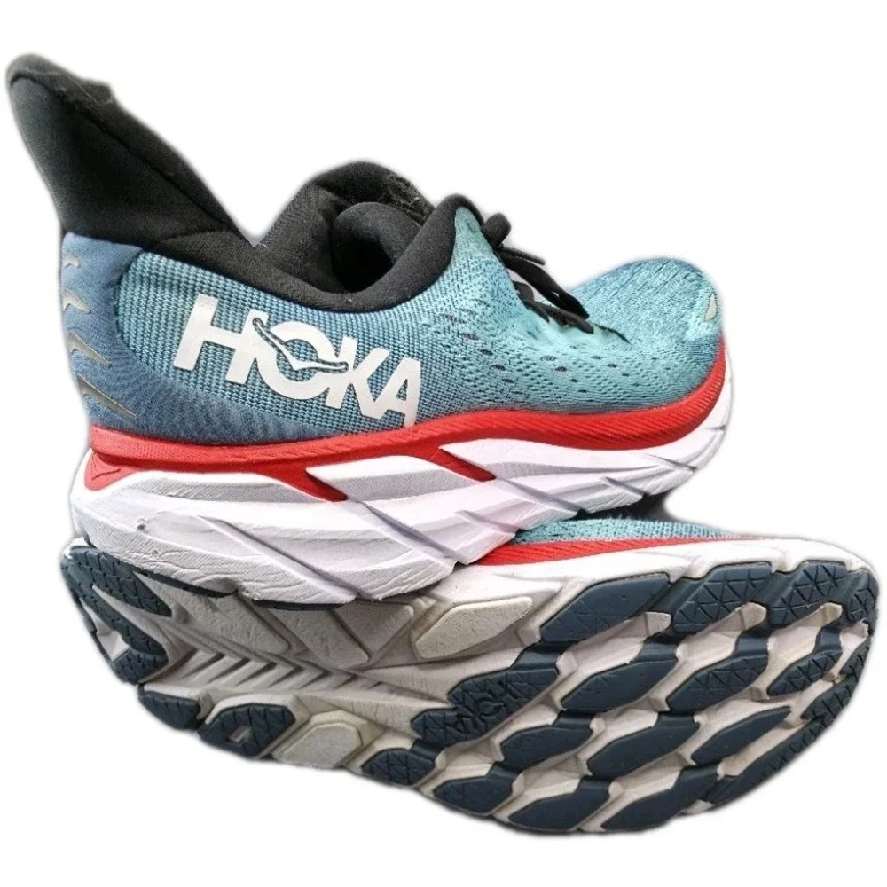 Hoka One One Clifton 8 Mens 12.2E 1121374 RTAR Blue Red Running Shoes Sneaker